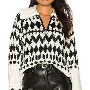 Show Me Your MuMu Black and White V-Neck Sweater